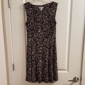 DressBarn Sleeveless Black/Beige Printed Dress